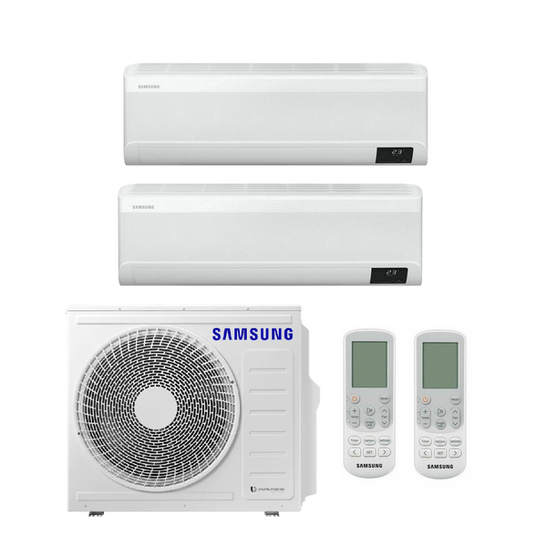 Samsung Wind-Free Elite MultiSplit Duo Appareils muraux AR07CXCAAWKN + AR09CXCAAWKN + AJ040TXJ2KG | 2 kW + 2,5 kW - Blanc