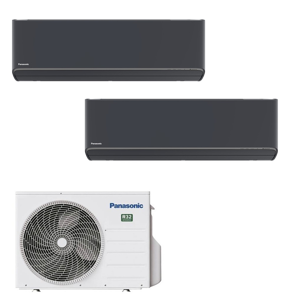 Panasonic Etherea MultiSplit Duo wandtoestellen 2x CS-XZ35ZKEW-H + CU-2Z50TBE | 2x 3,5 kW - Grafiet