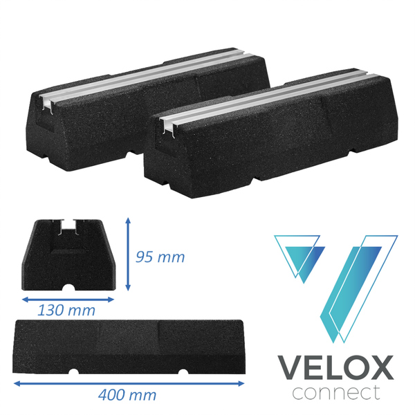VELOX 2 x console au sol en caoutchouc PG400 - 400 x 95 x 130 mm - 180 kg