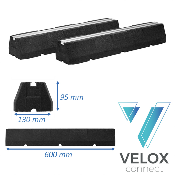 VELOX 2 x rubberen vloerconsole PG600 - 600 x 95 x 130 mm - 200 kg